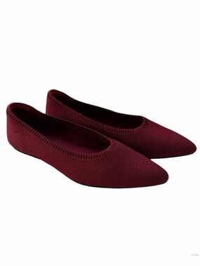 Vivaia Aria Burgundy Pointed Toe Ballet Flats Size 10 EU 41.5 Slip Ons Flats